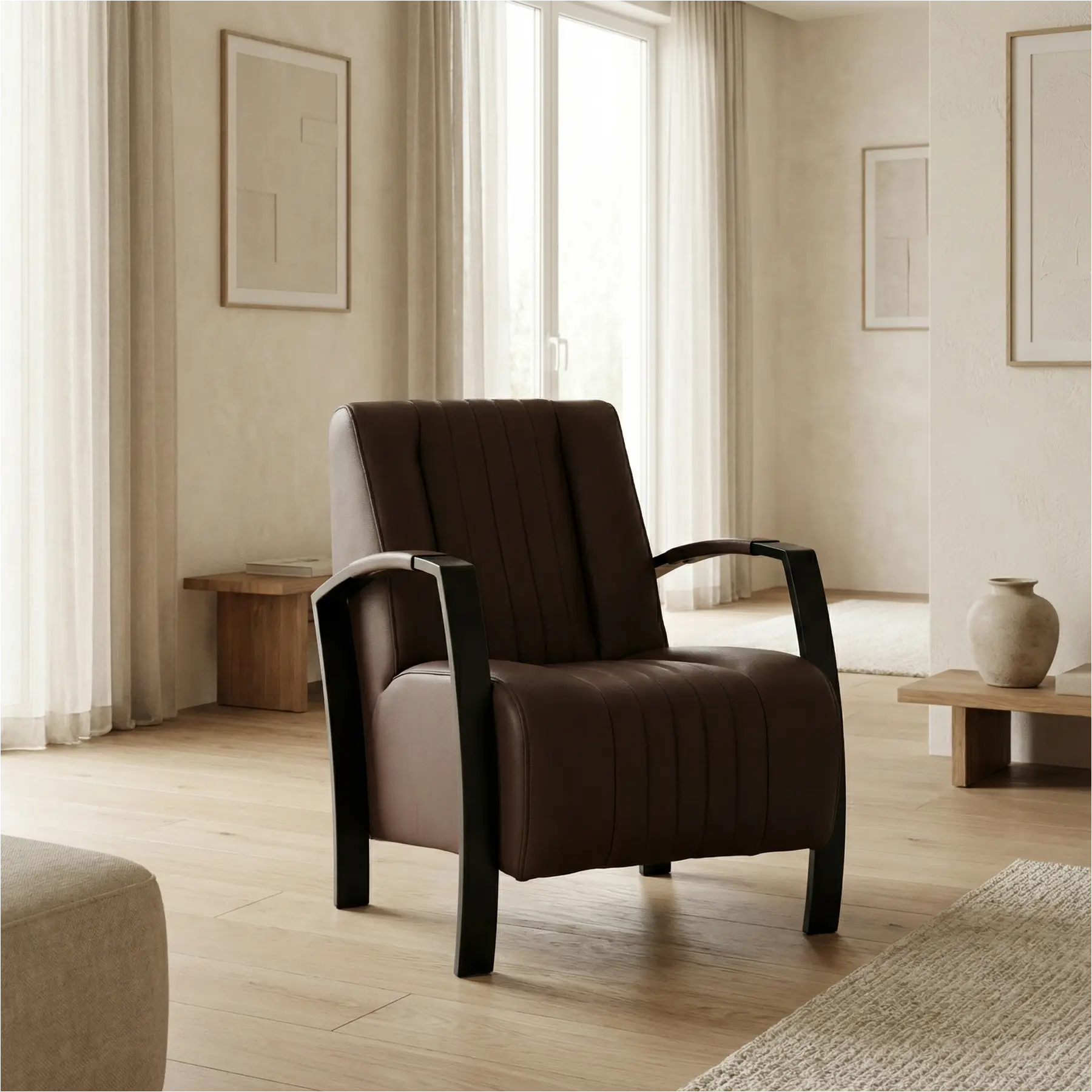 afbeelding van Leren fauteuil Glamour - Toledo Espresso (bruin)